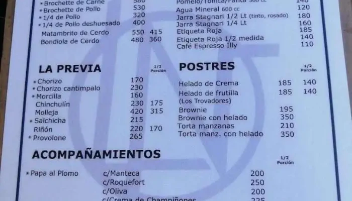 La Nueva Parrilla:  Menu