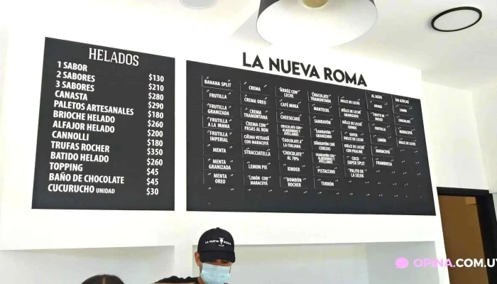 La Nueva Roma Malvin:  Menu - Heladería