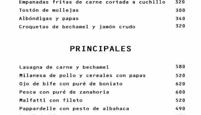 La Osadia Menu - Restaurante