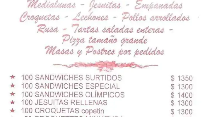 La Palma De Oro:  Panaderia Y Rotiseria Menu