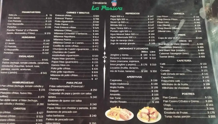 La Pasiva Convencion Menu