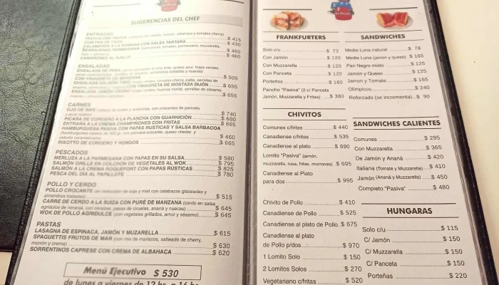 La Pasiva:  Menu - Restaurante de comida rápida