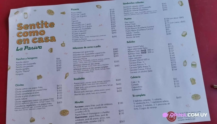 La Pasiva:  Menu - Restaurante de comida rápida