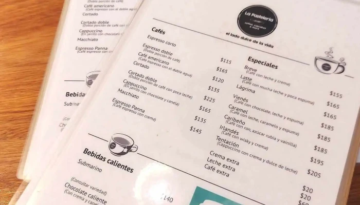 La Pasteleria:  Menu