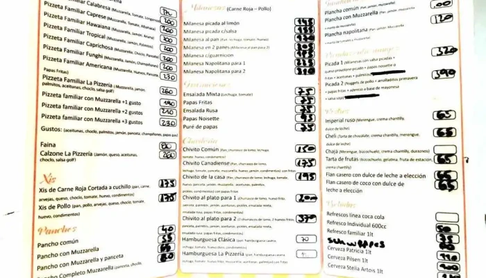 La Pizzeria Menu - Pizzería