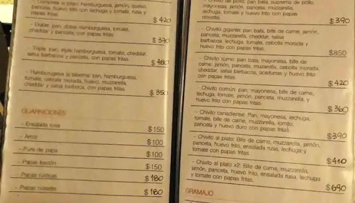 La Taberna Rock:  Menu