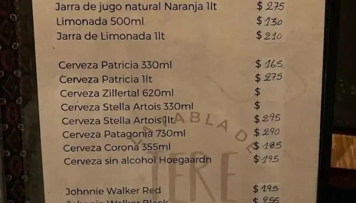 La Tabla De Tere:  Menu