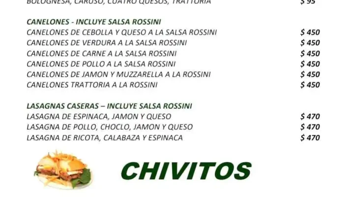 La Trattoria:  Menu - Restaurante