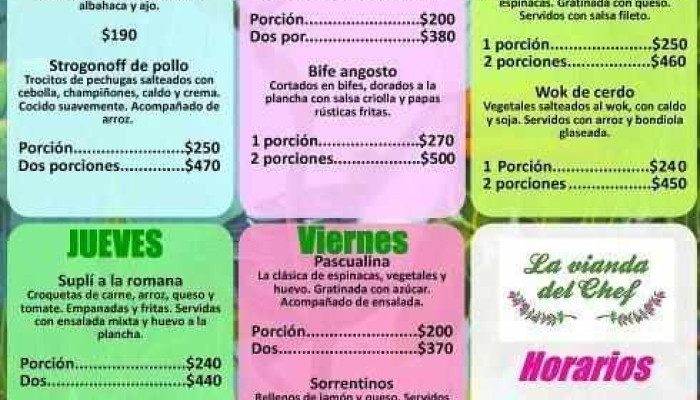 La Vianda Restaurante:  Menu