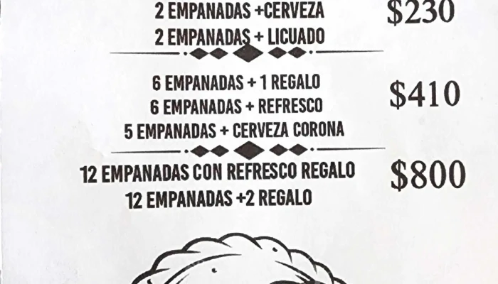 La Zona Empanadas:  Menu