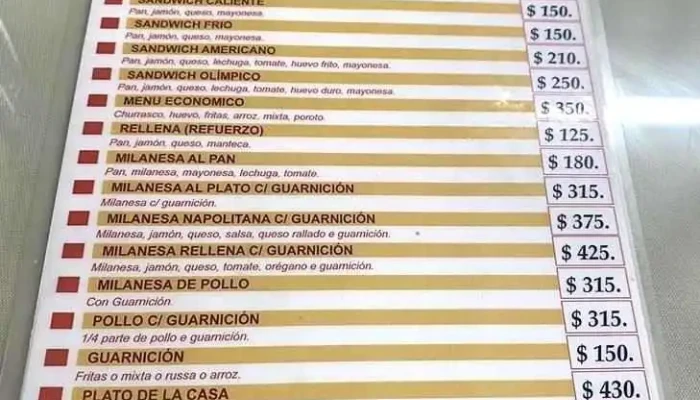 Lancheria Mariela:  Menu