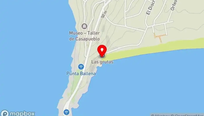 mapa de Las Grutas Atracción turística, Cafetería, Pub restaurante, Fábrica en Punta Ballena