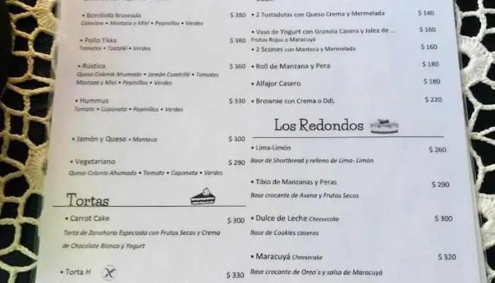 Lentas Maravillas:  Menu