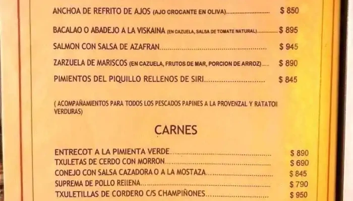 Leonardo Etxea -  Menu - Restaurante