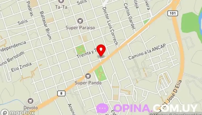 mapa de Lic. Patricia Bareño Osteópata en Pando