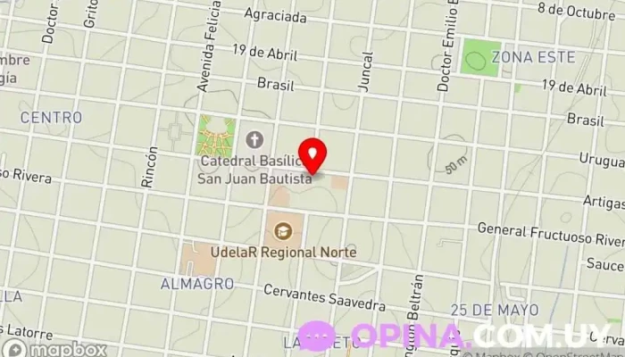 mapa de Liceo Nº1 Instituto Politécnico Osimani y Llerena Centro de educación secundaria, Educación en Salto