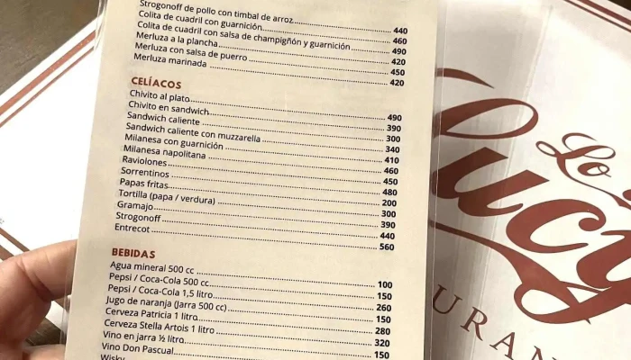 Lo De Lucy:  Menu