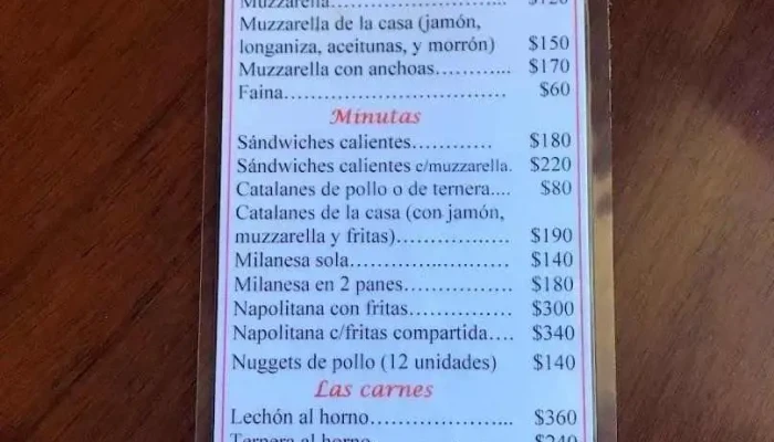 Lo De Vicente:  Menu