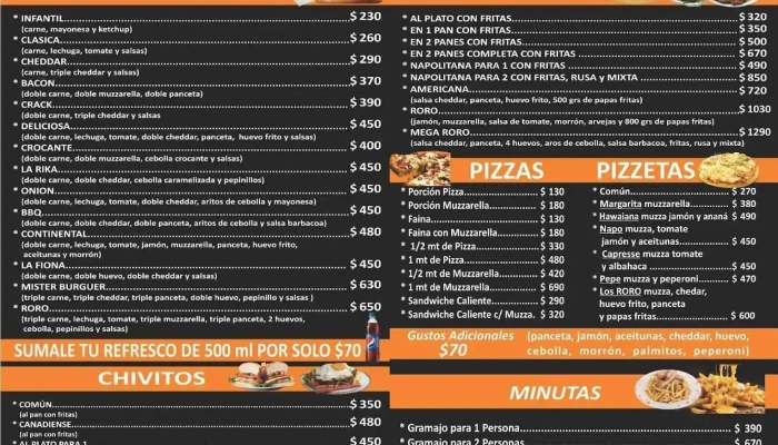 Los Roro Menu