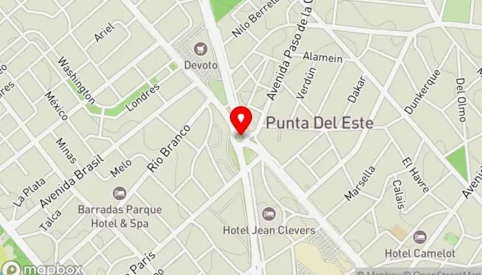 mapa de Los Tres Mosqueteros Cervecería artesanal en Punta del Este