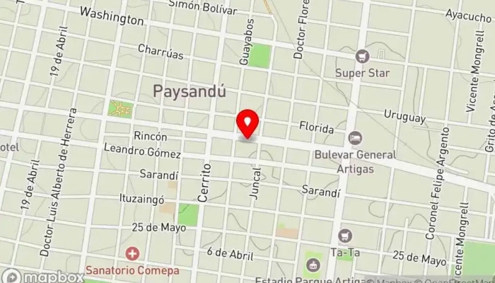 mapa de Los Tres Pinos Restaurante en Paysandú