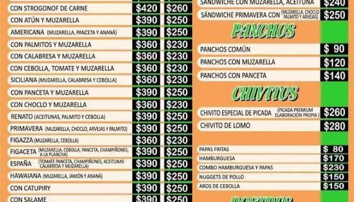 Los Turkitos:  Menu