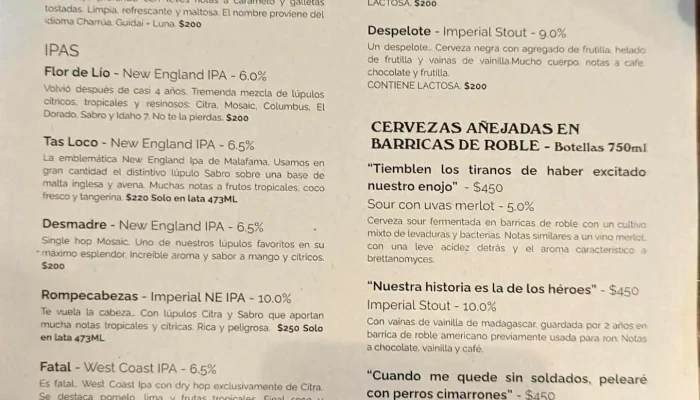 Malafama -  Menu - Montevideo