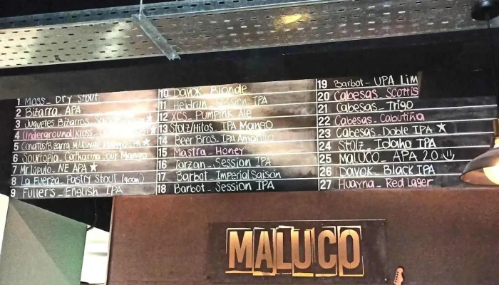 Maluco Bar:  Menu - Cervecería artesanal