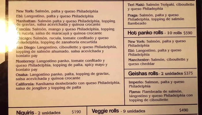 Manhattan:  Menu - Cervecería artesanal