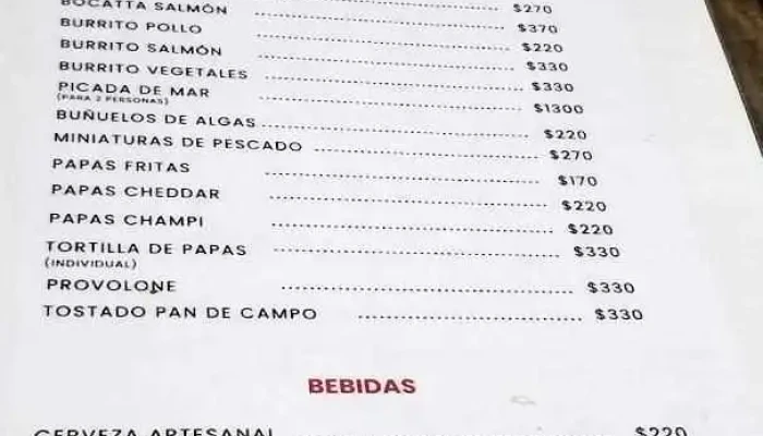 Marieta:  Menu