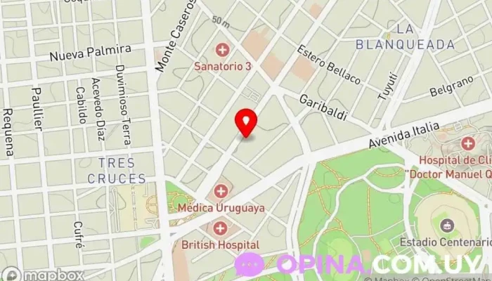 mapa de Médica Uruguaya | Servicio de Fisiatría Fisioterapeuta en Montevideo