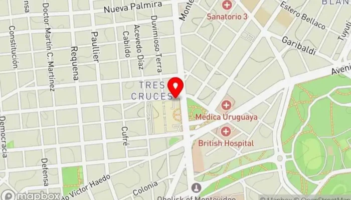 mapa de Mercado Gastronómico Tres Cruces Restaurante en Montevideo