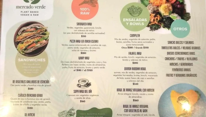 Mercado Verde:  Menu