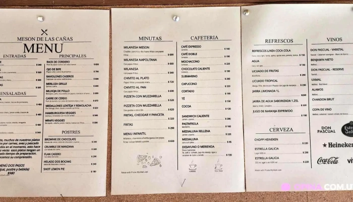 Meson De Las Canas Menu - Restaurante