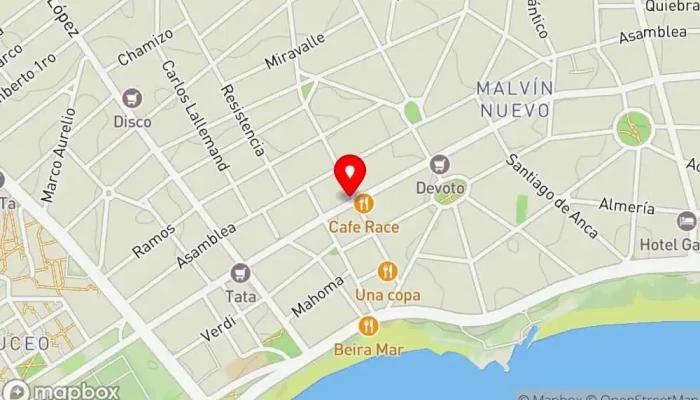 mapa de Mimoso Bar Malvín Restaurante en Montevideo