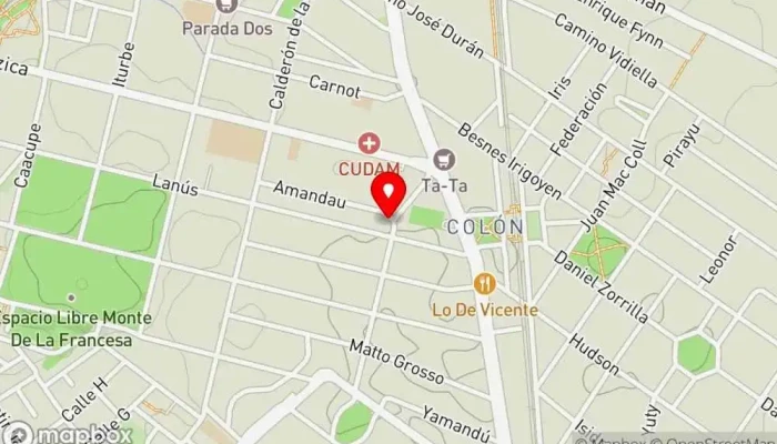 mapa de Odisea Restaurante, Bar, Pizzería en Montevideo