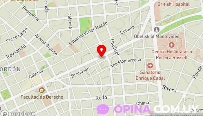 mapa de Odontologia Integral Dentista, Dentista cosmético, Clínica dental, Higienista dental, Cirujano maxilofacial, Ortodoncista, Dentista infantil en Montevideo
