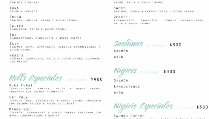 Ohana Sushi Bar:  Menu - Restaurante