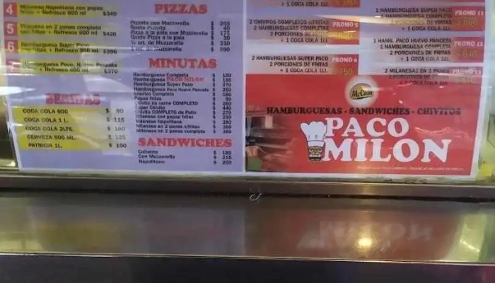 Paco Milon:  Menu - Restaurante de comida rápida