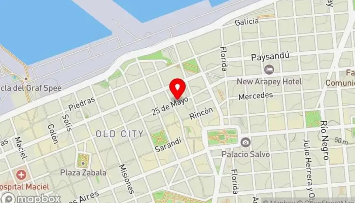 mapa de Panadería 25 de Mayo. Panadería, Pastelería en Montevideo