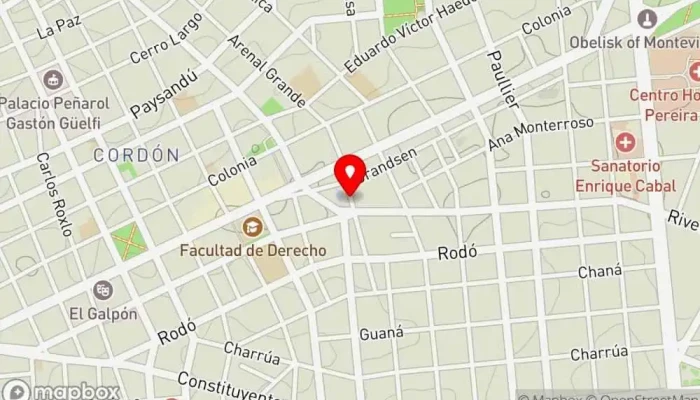 mapa de Panadería del Cordón Comida a domicilio, Panadería en Montevideo