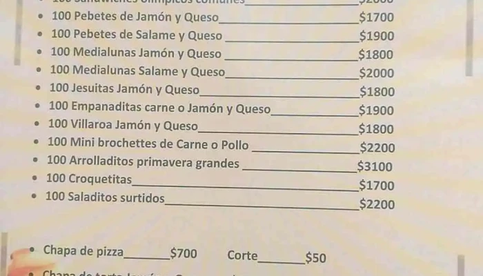 Panaderia La Oliva Menu