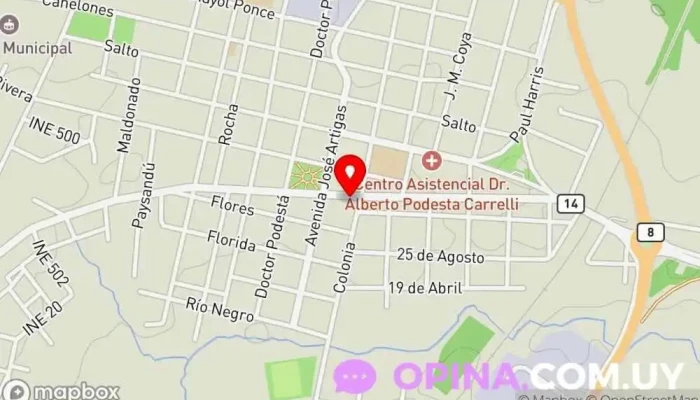 mapa de Papeleria Los Candiles Comercio en José Pedro Varela