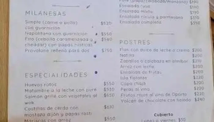 Parador Fito:  Menu - Restaurante de comida rápida