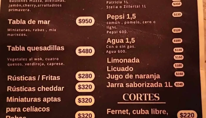 Parador La Dorada:  Menu - Cervecería