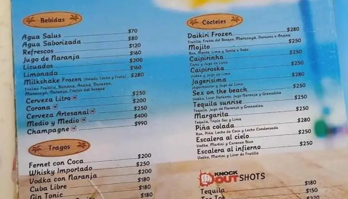 Parador La Ola Beach:  Menu - Restaurante de comida rápida