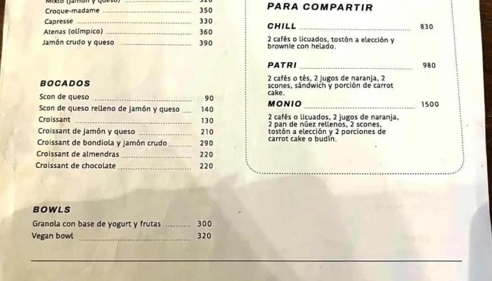 Patrimonio Cafe Menu - Cafetería