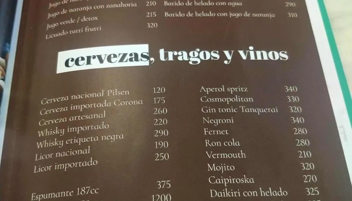 Pecas Cafe Maldonado Menu