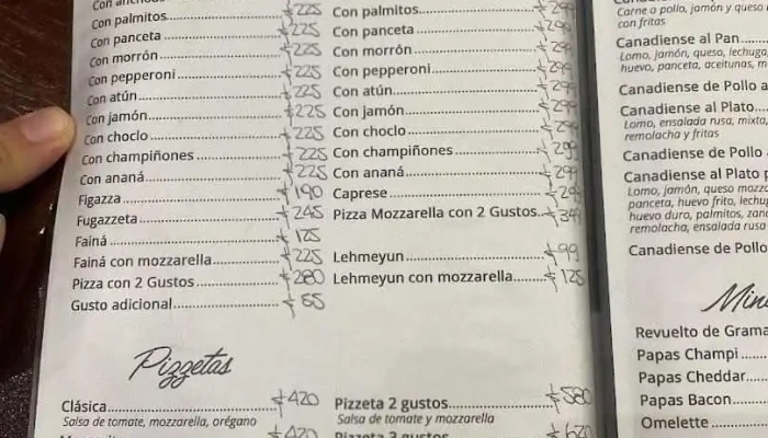 Pizzeria Chez Pineiro Menu