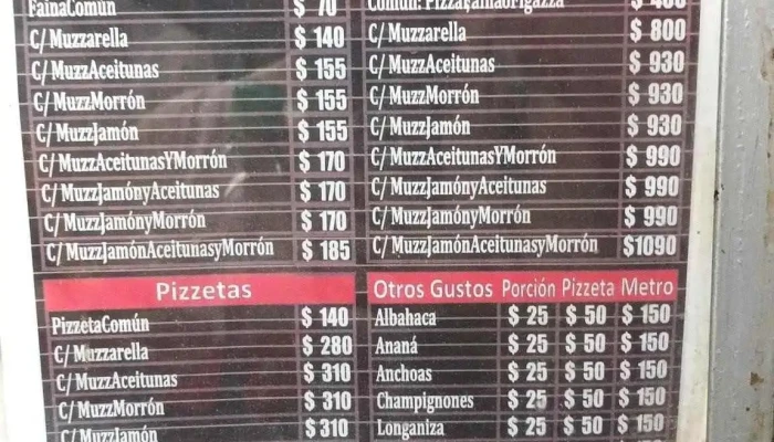 Pizzeria El Limite Menu - Pizzería